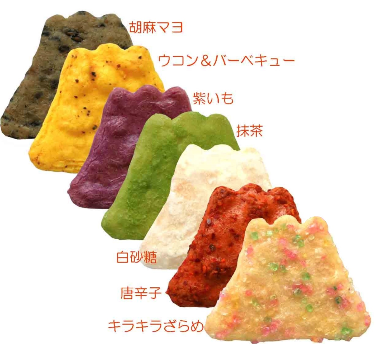 Mt.FUJI shaped rice cracker 7 flavors X 10 packs Made in Japan